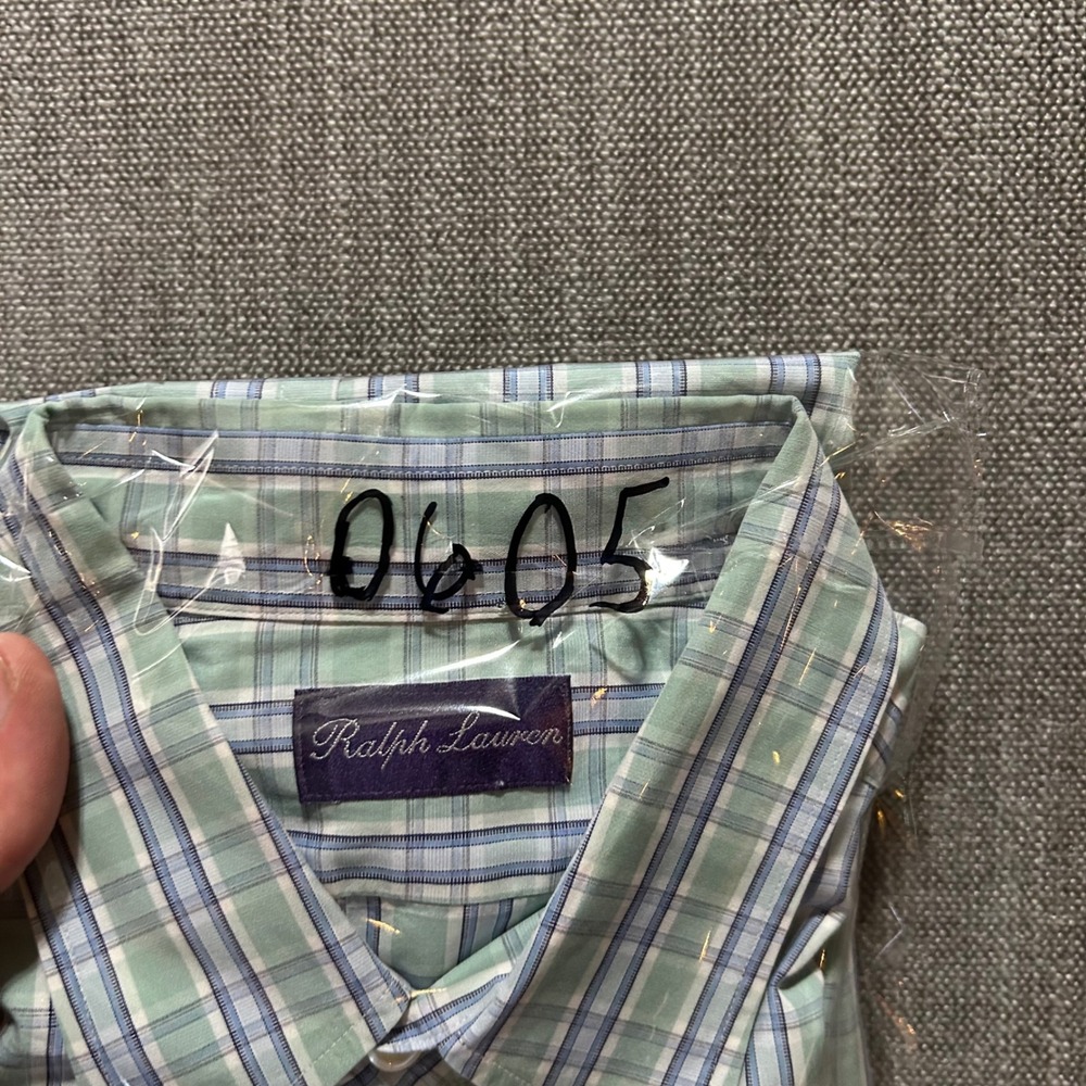 Ralph Lauren Purple Label Shirt Mens XL Green Plaid Made in Italy Cotton Luxury - Picture 8 of 8